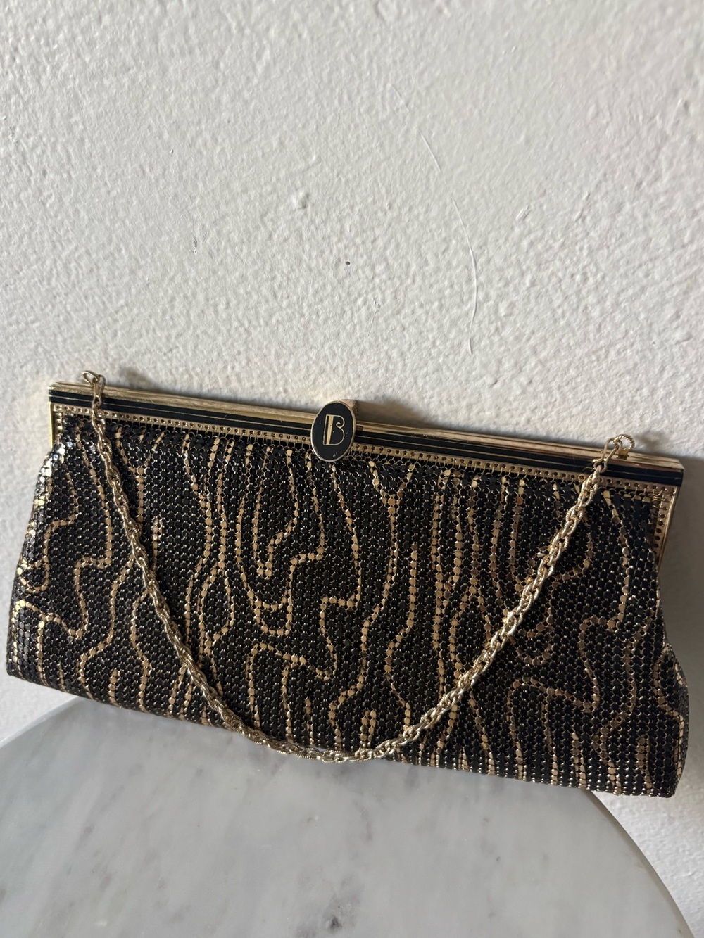 Vintage Elegant Black and Gold Clutch